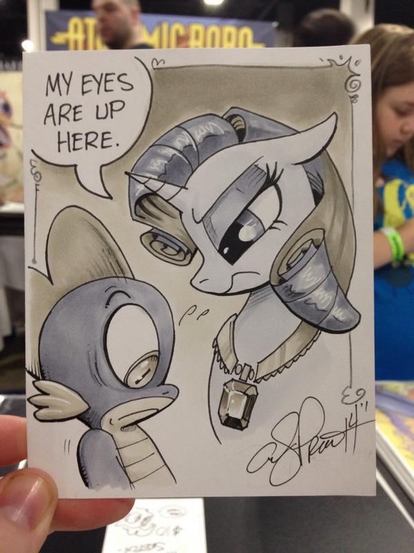 Rarity and Spike share a moment at <a href="/BostonComicCon/">BostonComicCon</a>