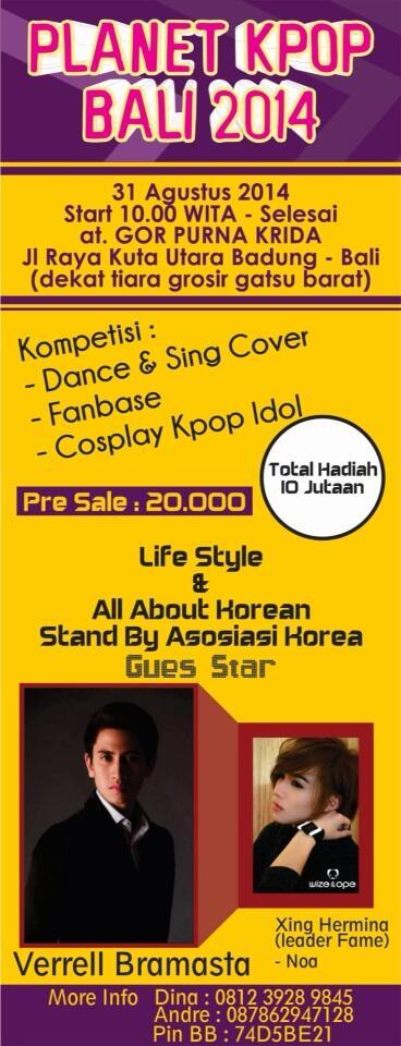 VerrellAddictD's tweet photo. VA Bali ntn yuk @planetkpopbali di Gor Purna Krida (dket tiara grosir gatsu barat), 31 agst 2014. More info? Pic!😉😊 http://t.co/wBpaJ1B3tv