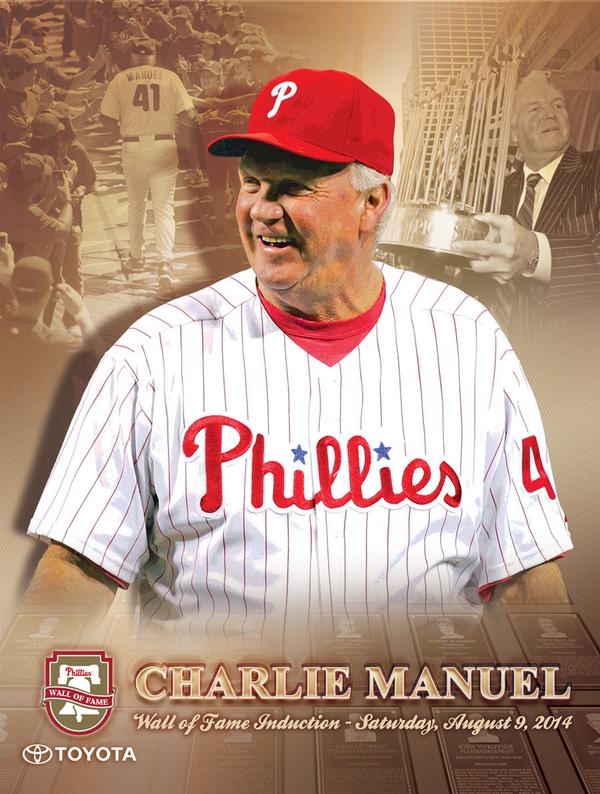 Phillies's tweet photo. 11 hours away from Charlie Manuel becoming a Phillies Wall of Famer. http://t.co/TyVyaaxh6C  #LegendsReturn http://t.co/kgkATXtzZj