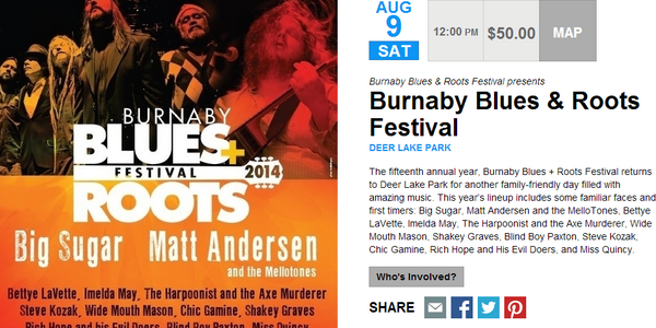 ShowYouGo's tweet image. #Burnaby Blues &amp;amp; Roots Festival today! Are you in? buff.ly/1vqpCrV  @BurnabyBlues @Vancouver_Now