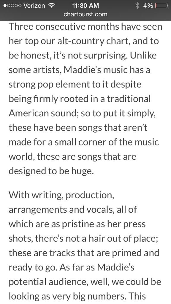 maddiedeneault's tweet image. You can say I'm chasing an unrealistic dream, but this is the stuff that pushes me. Thank you @Chartburst so much!!!
