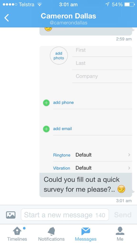 AMXFLETCHER's tweet photo. Smooth talking da bae @camerondallas. Hope it al works out. ☺️ http://t.co/D7nkQjLRXF
