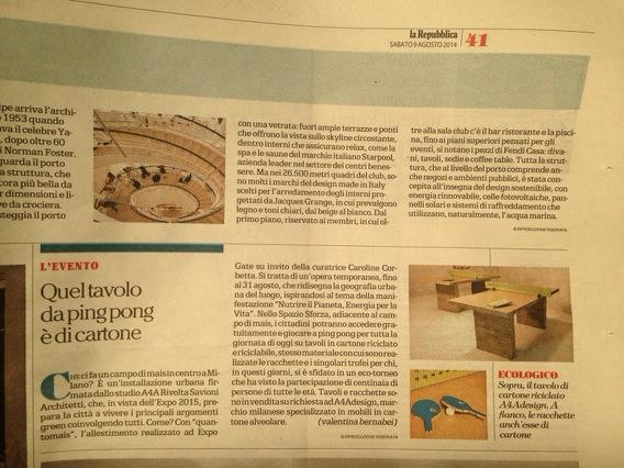 studioA4A's tweet photo. L'ecotorneo finisce su Repubblica #quantomais #expogate #studioA4A http://t.co/2gT9JcibWu