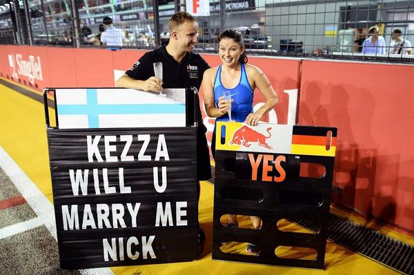 Singapore #f1 proposal couple tie the knot <a href="/Nick_Hayes/">Nick Hayes</a> <a href="/Kerry_Arnold/">Kerry Hayes</a> #koops #pals