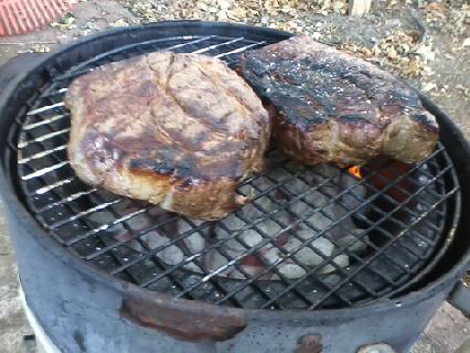 Cooking up some steak for dinner with pater meus. #Summersteak #Yum #family