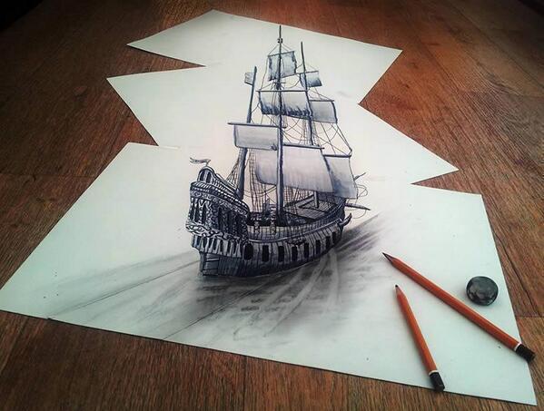 _Paisajes_'s tweet photo. Espectacular este dibujo en 3D. ¡El arte no tiene límites! http://t.co/2U0OKAyHa5