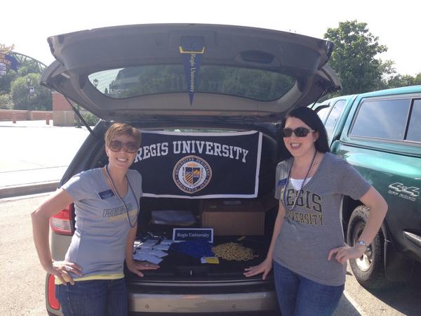 RegisU_Brooke's tweet photo. Milwaukee Brewers game tailgate with @RegisUniversity alumni and new students.  #thisisregis #blueandgold http://t.co/Jc7uXmdMyk