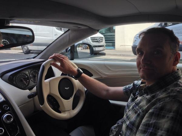 MotorPunk's tweet photo. Dr.O in a £200k Aston wearing Primark shirt and broken plastic watch. #AutomotiveAdventures http://t.co/McsGGKU7ZO