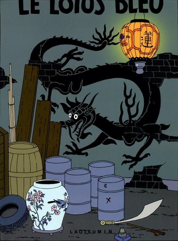 HarrocknRoll's tweet photo. 'Le Lotus Bleu'/'The Blue Lotus';
Fanart and "alternative" covers 
#Tintin #Alternativecovers
https://t.co/fDzFkLoncw