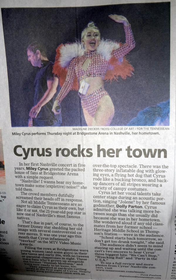 Bangerz Tour's Nashville show in The Tennessean