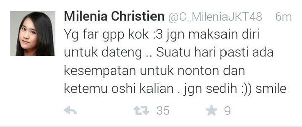 rhmtdo's tweet photo. Nih med @ComedyJKT48 hadiah ulang tahun dari gue buat lu ada tweet spesial dari milen http://t.co/1EF79t2HvQ