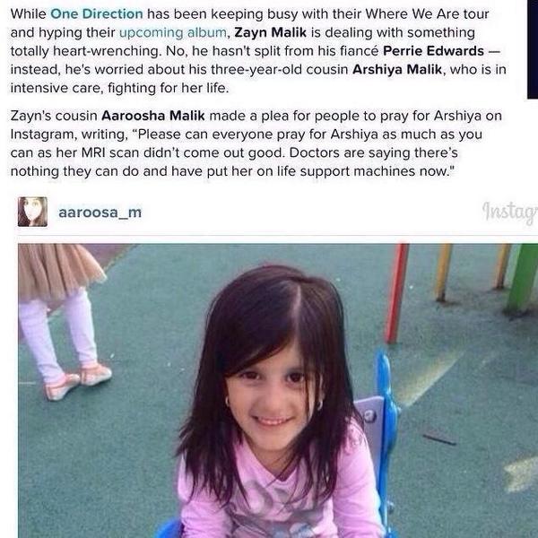 DONT SCROLL PAST THIS

AND PRAY FOR ZAYNS 3 YEAR OLD COUSIN WITH A BRAIN TUMOUR 

#PrayForArshiya