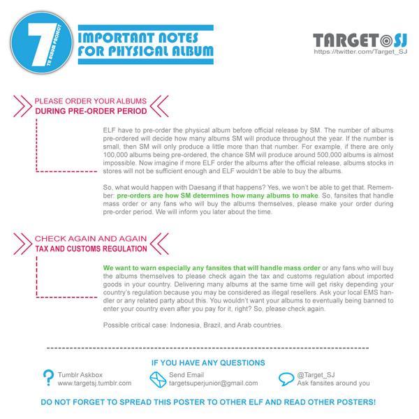 SGSJELFs's tweet photo. Please Take Note: Some Important Notes For Physical Albums  #SJ7ForDaesang http://t.co/oaiNoJuYwx (via @sujunesia)