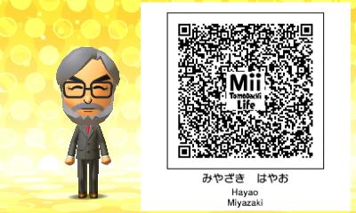 TomodachiQRcode's tweet image. hayao miyazaki ;D #TomodachiLife #3DS