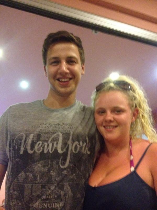 Will___Hughes's tweet photo. Well if it isn't Mr and Mrs Kavos!! @robbiedecker @james_beasty #kavos2014 http://t.co/BiqNAQxk3N