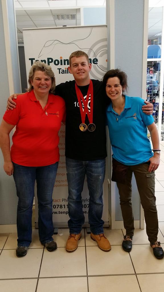 109Tailoring's tweet photo. @danrivers_GB dropped by with his Comm Games medals #TenPointNine Well done Dan.. #Gold #Bronze #Hitex http://t.co/wONxfo0KOu