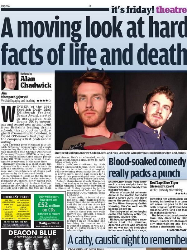 OurPlayJim's tweet photo. @OurPlayJim: The #DailyMail gives us 4**** @OurPlayJim http://t.co/CYlrgqKWAC