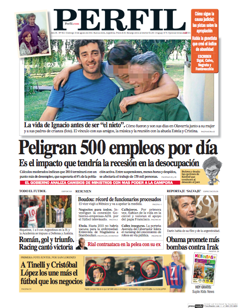 Infomedia24hrs's tweet photo. #DIARIOS #ARGENTINA #PERFIL 10 Agosto 2014 PDF #Directo aqui http://t.co/2GCCi0PXiU - #FelizDiaDelNiño #Tapa http://t.co/5hvX219Eg2