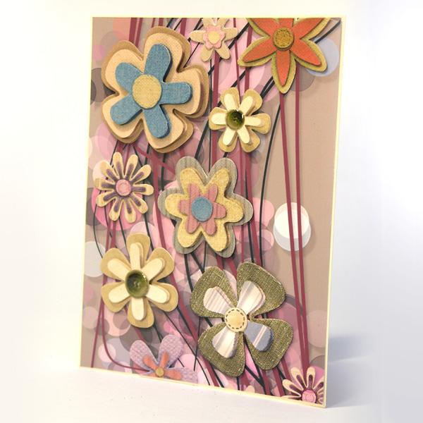 LittleBigTree's tweet image. A flower card made with our 'Wings and Flowers' CD and using the 'Papers and inserts' CD for the background.