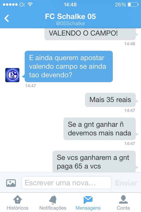 RealezaF's tweet photo. @05Schalke com medo de jogar! Terça-feira 18:00 VALENDO CAMPO mais o dinheiro que a gnt ta "Devendo" 😂 vão arregar? http://t.co/GIvJ8x2vC1