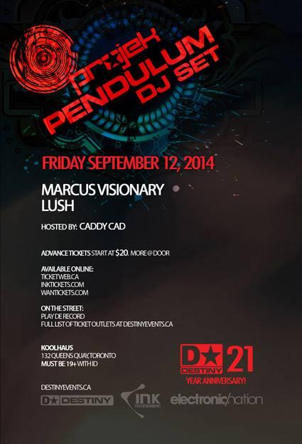 Don't miss <a href="/Pendulum/">Pendulum</a> at Koolhaus in Toronto on September 12th. Get your tickets today at tktwb.tw/1pGtooD