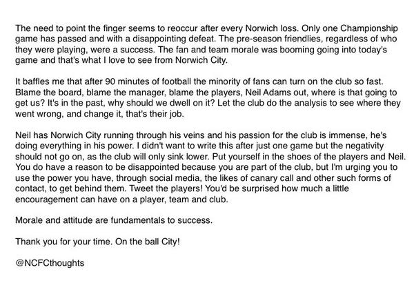 NCFCNarrative's tweet photo. Morale and attitude are the fundamentals to success. Hope you can find the time to read this. On the Ball City ⚽️! http://t.co/DUlELEaTJG