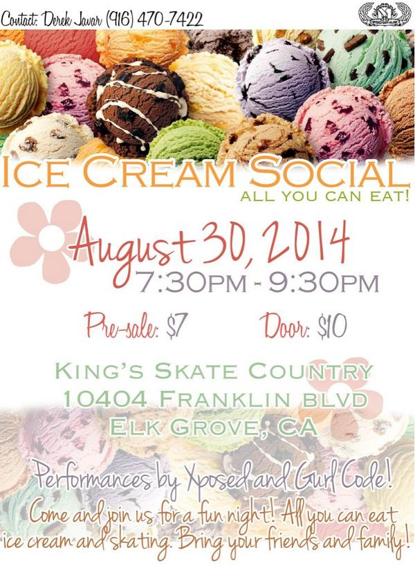 XposedDanceCo's tweet photo. Join us and Hijinx on August 30th for our annual Ice Cream Social! All you can eat ice cream! Kings Skate @ 7:30pm! http://t.co/YMdbrlTQhu
