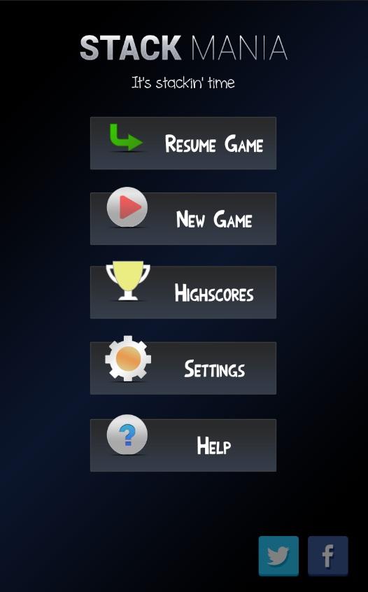 New menu design for #stackmania on #android, will support all phone and tablet resolutions. #mobilegames #puzzlegames