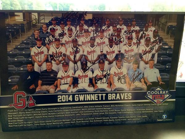 GoStripers's tweet photo. Signed bat, playbills, team posters just to get fans to tweet: @MiLB I vote #ChopperFTW in #MascotMania 
RT to vote! http://t.co/fZ2QJ6Emaq