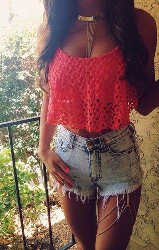 Lace Crop Top Shorts