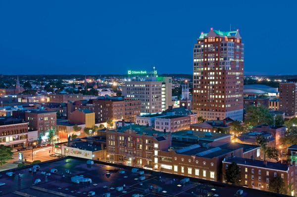 NHScenery's tweet image. Night time in downtown Manchester, New Hampshire.