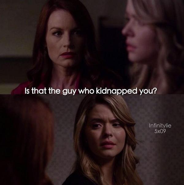 June8th2010's tweet image. Ashley: "Is that the guy who kidnapped you?" 
Pll 5x9