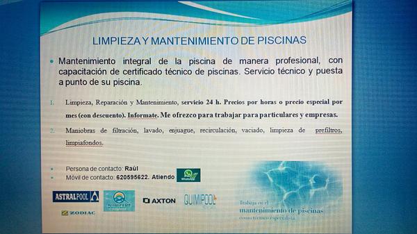 Mantenimiento integral de la piscina de manera profesional, con capacitación de certificado técnico de piscinas.
