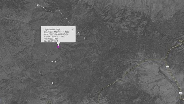 RussellDengel's tweet photo. #SouthForkComplex #wildfire 08/09 seen from #Landsat8 Band 7 http://t.co/8X9URGZhLV #SSECRealEarth @UWSSEC @UWCIMSS http://t.co/TlaDxMWJW0