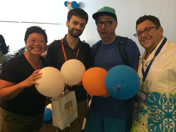 iwearthecrowns's tweet photo. We met the inventors of #MakeyMakey @ericrosenbizzle @wakeupsilver @mr_isaacs #mykindofcelebrity #ScratchMIT2014 http://t.co/4dyfVOcbjz