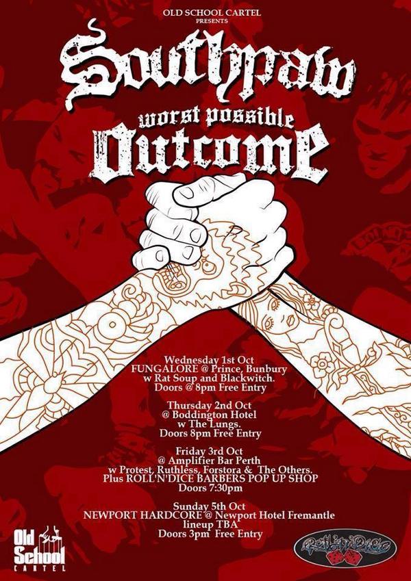 LoudOnline's tweet image. Several WA shows headed by Melb hardcore band Southpaw, with Worst Possible Outcome, @Forstora + more just announced