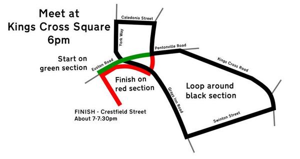 kingsxdemo's tweet image. Here is the route for tomorrow evenings flash ride protesting @TfLOfficial plans for a better Kings Cross design.
