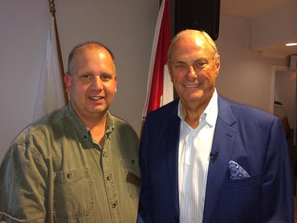 GravenRotary's tweet photo. Jim Treliving Chairman and owner of BPI and star of Dragon's Den at our meeting @JTreliving @bostonpizza http://t.co/0zAnUhfr62