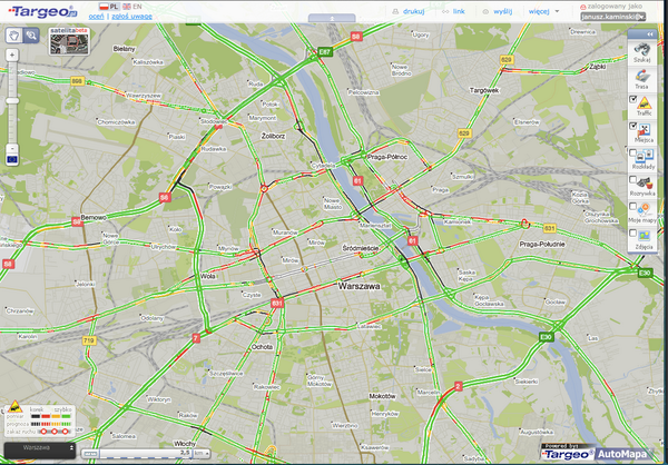 januszek's tweet image. Ruch drogowy w Warszawie podczas burzy #AutoMapa #Targeo