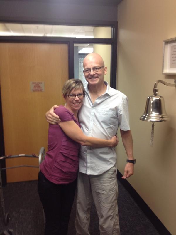 theohl's tweet photo. Deb and I rang the bell 3 X, signifying the end of 10 days of radiation.  Now we take one day at a time in faith. http://t.co/UPj91fCiMt