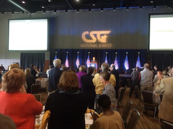 kelliwardaz's tweet photo. #CSG2014 welcomes #Alaska Governor @AKGovParnell - discussing restoration of proper balance b/t states & #FedGovt http://t.co/KQZvgf1bET