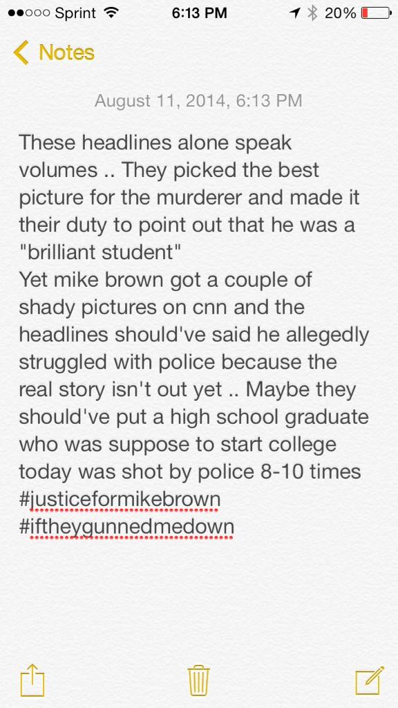 Pretty_Nel's tweet photo. #justiceformikebrown #iftheygunnedmedown http://t.co/I8BA2FSsSc