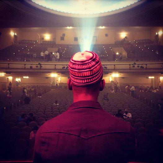 SAHR finding pre-show inspiration from above. Count Basie Theatre. Red Bank, NJ. August 9, 2014