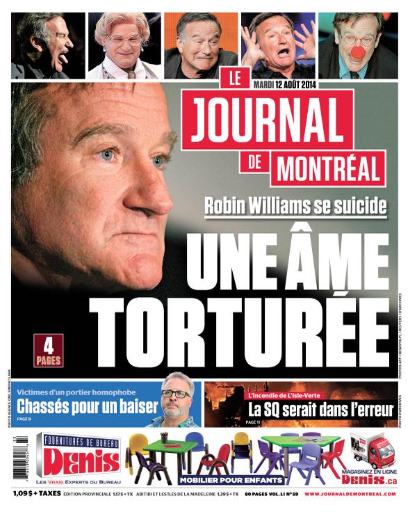 JdeMontreal's tweet photo. La UNE du Journal de MONTRÉAL, édition du 12 août 2014. http://t.co/JCQy8ODhlJ