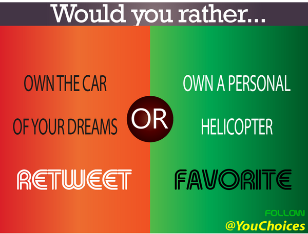 YouChoices's tweet photo. Car or helicopter? http://t.co/8aum3fKNxS
