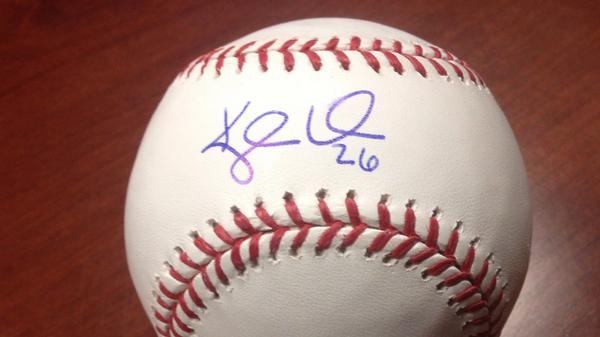 Brewers's tweet image. RETWEET or Tweet #Whiff + @Brewers to win this ball signed by @KyleLohse26.