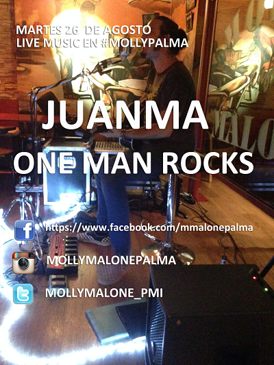 El_Terraza's tweet photo. @Youthing_es @Eventos_tickets @En1Fila @palmajove @UHmallorca esta noche a las 22:00 #JUANMA y su #ONEMANROCKS http://t.co/uRmxNWsBpN