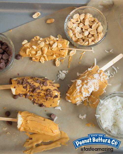 It's National Banana Lovers' Day! Dip frozen bananas in melted PB &amp; add toppings to celebrate! #tasteamazing
