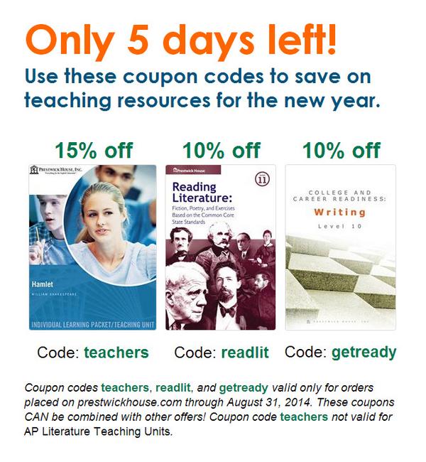 prestwickhouse's tweet image. only 5 days left to save! #teachingunits #readingliterature #collegeandcareerreadinesswriting #englishlanguagearts