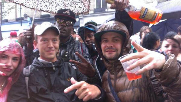 Raving in the rain. Big up <a href="/HarryShotta/">Harry Shotta</a> <a href="/TheRealSkibz/">Mc Skibadee</a> #NottingHillCarnival